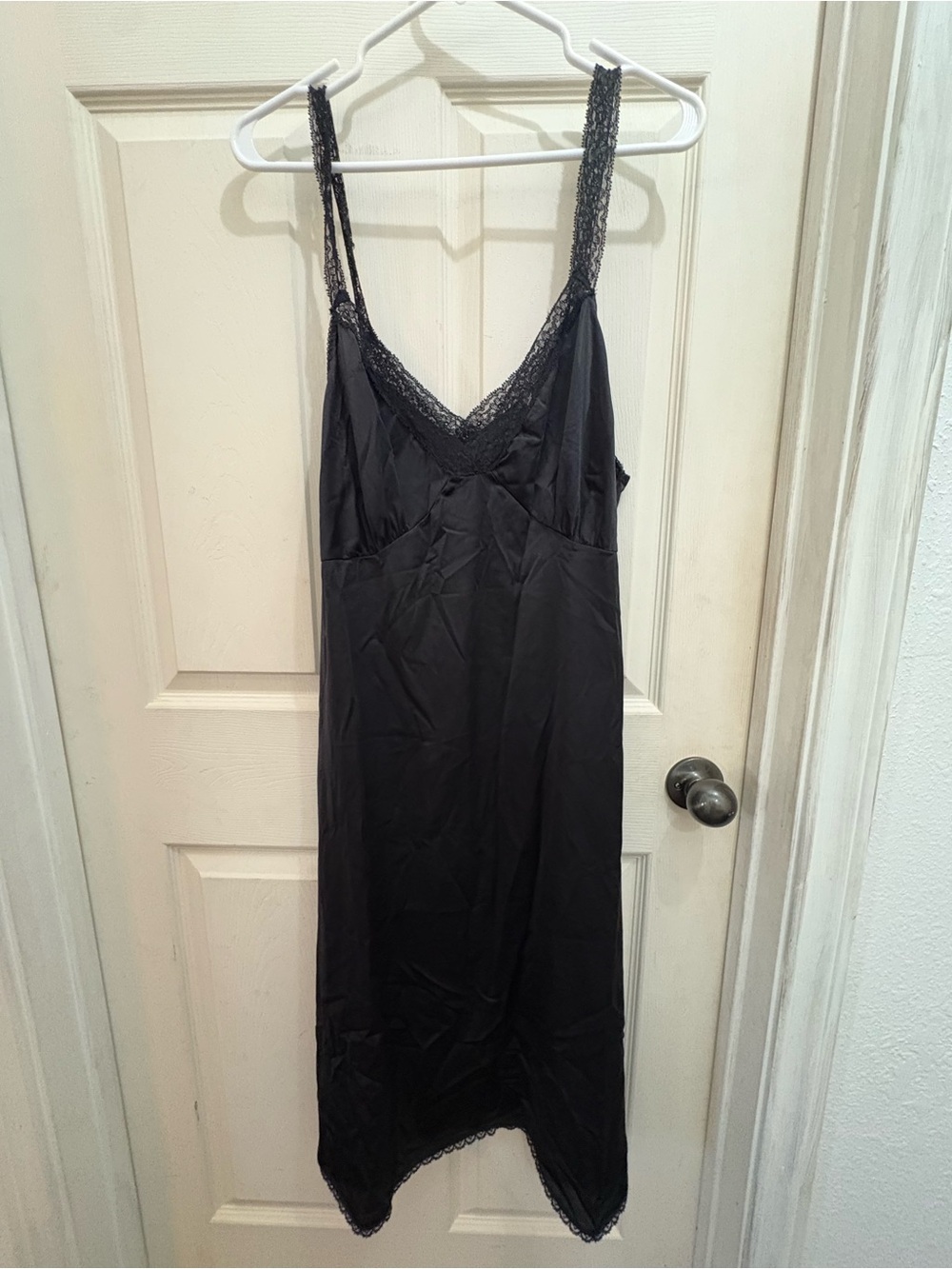 Cabernet Black Lace-Trim Slip Dress